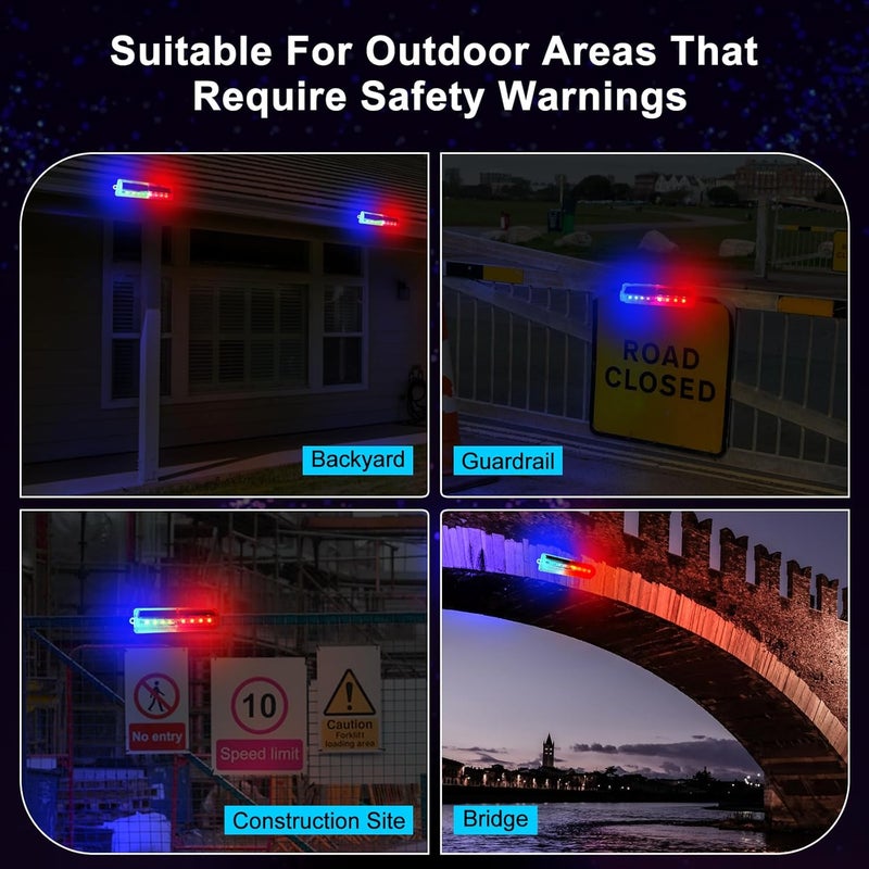 Aolyty Solar Warning Light, Bright Red and Blue Light Flashing Alternately Waterproof Emergency Caution Lights for Construction Site, Dock, Guardrails, Driveway, Beacon (Red & Blue) - Image 5